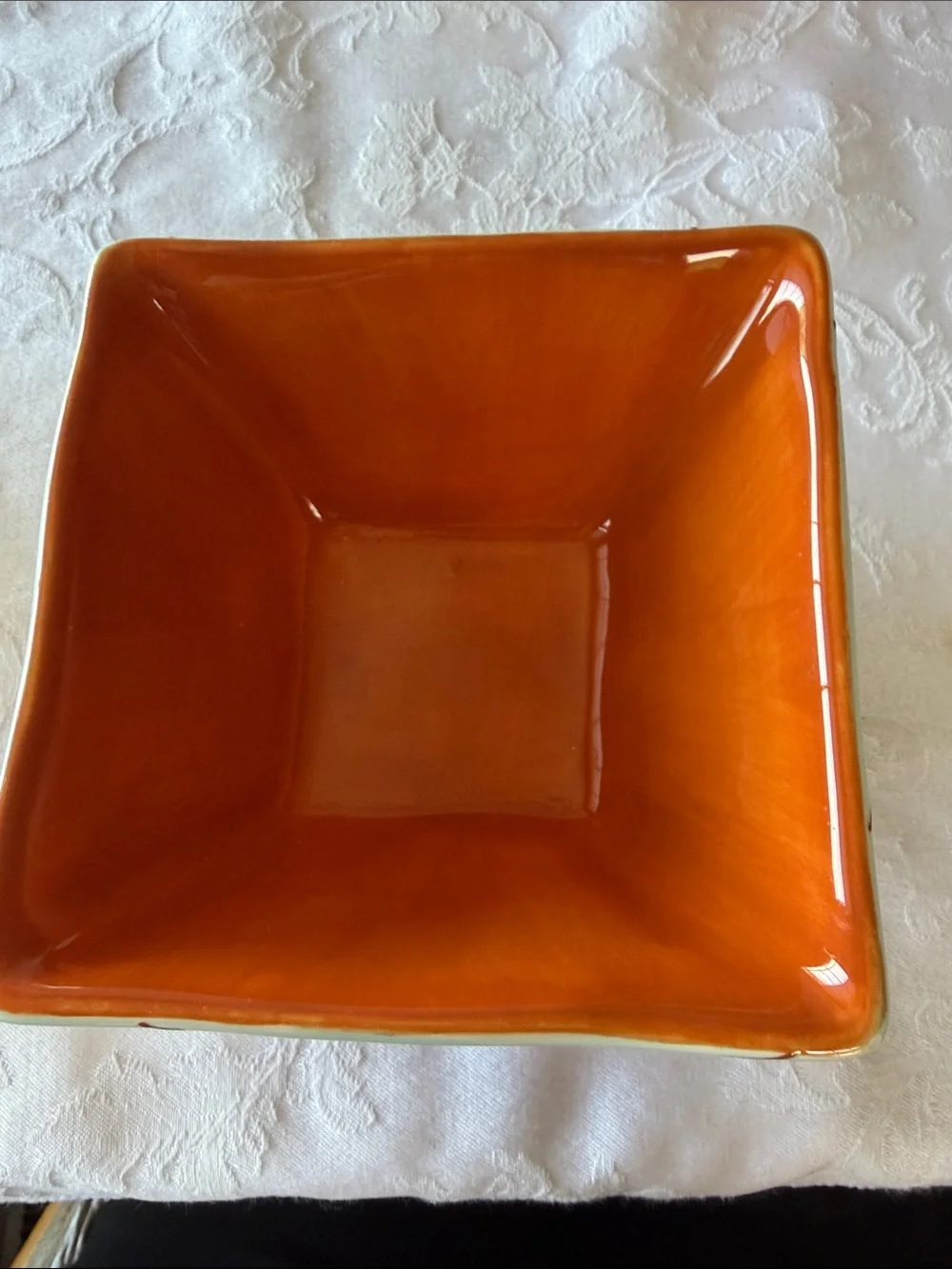 Pier 1 Hand-Painted Striped Ceramic Bowls in Warm Tones